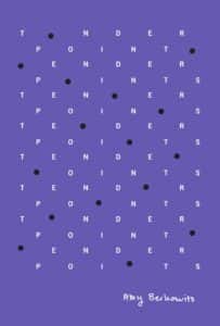 Cover of "Tender Points" (purple background with the letters of the cover strewn across the page with polka dot-like patterns)
