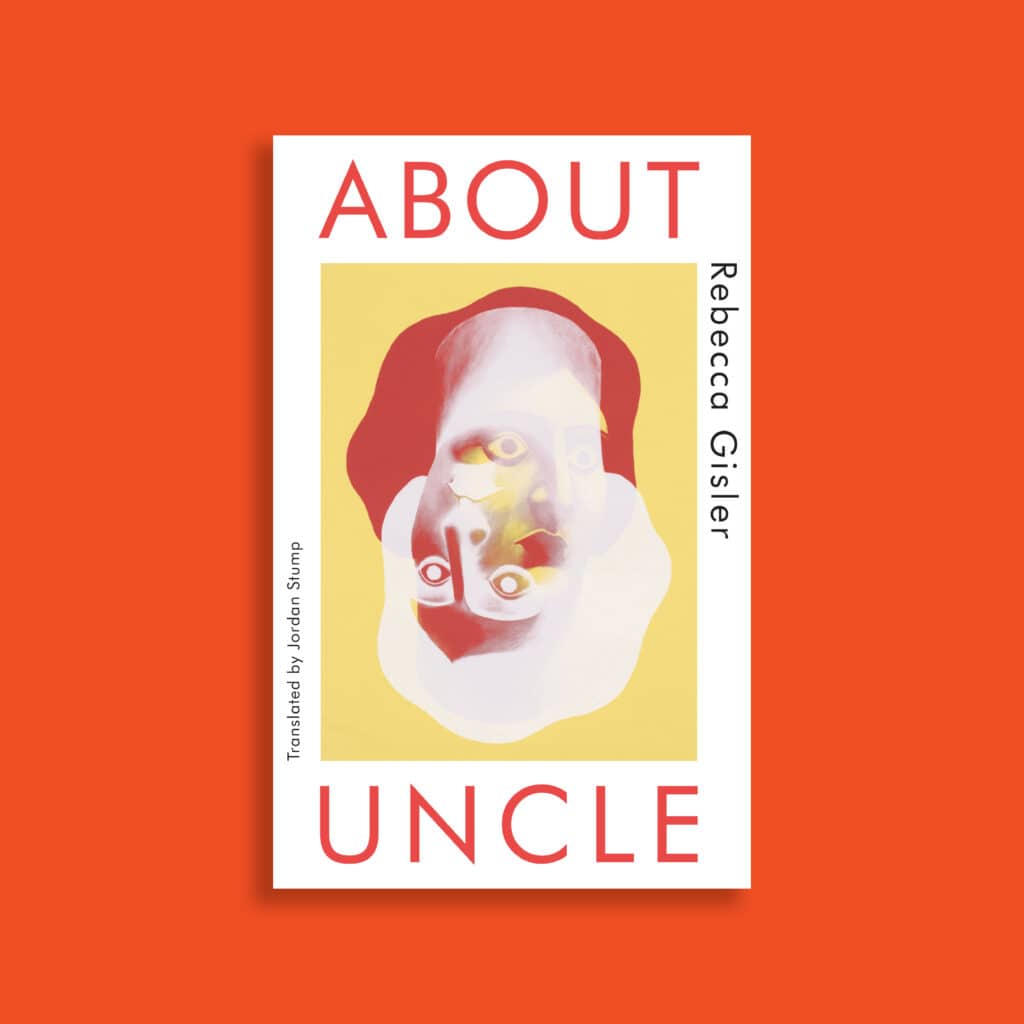 Cover of ABOUT UNCLE, a negative image of an upside down head