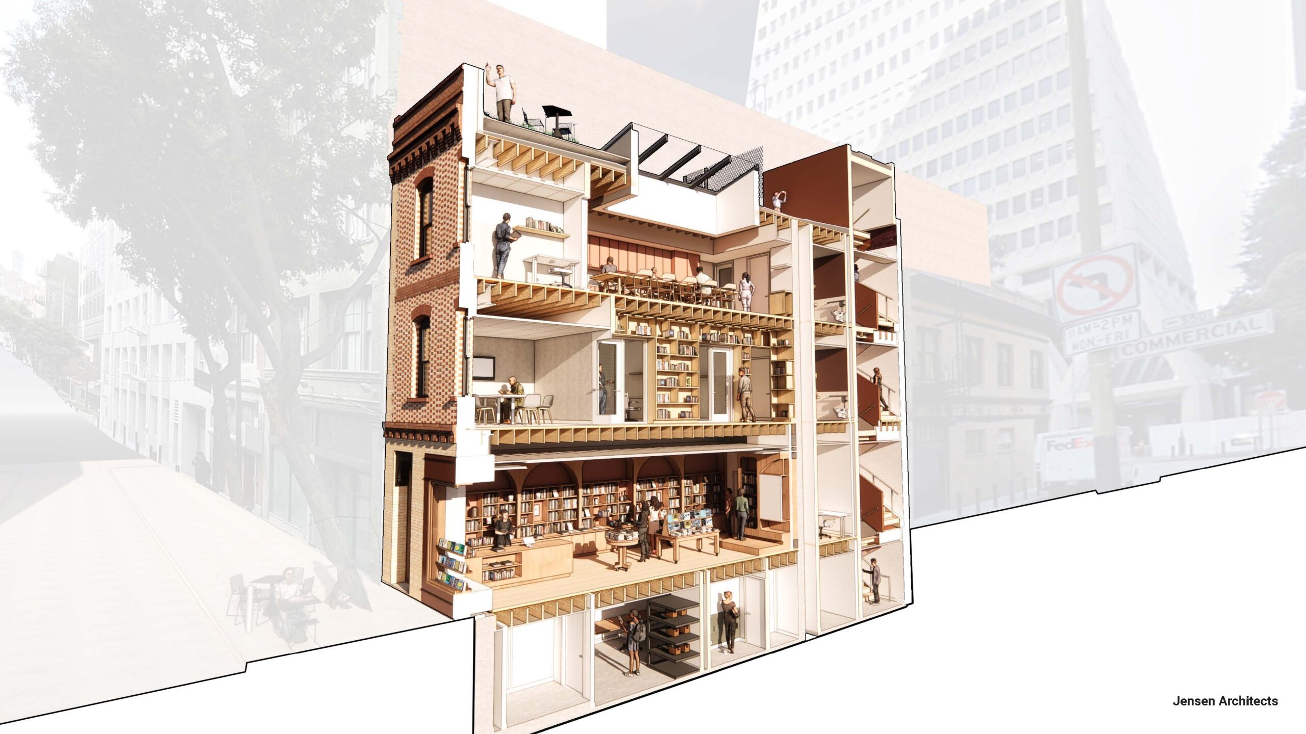 CAT building interior dollhouse rendering