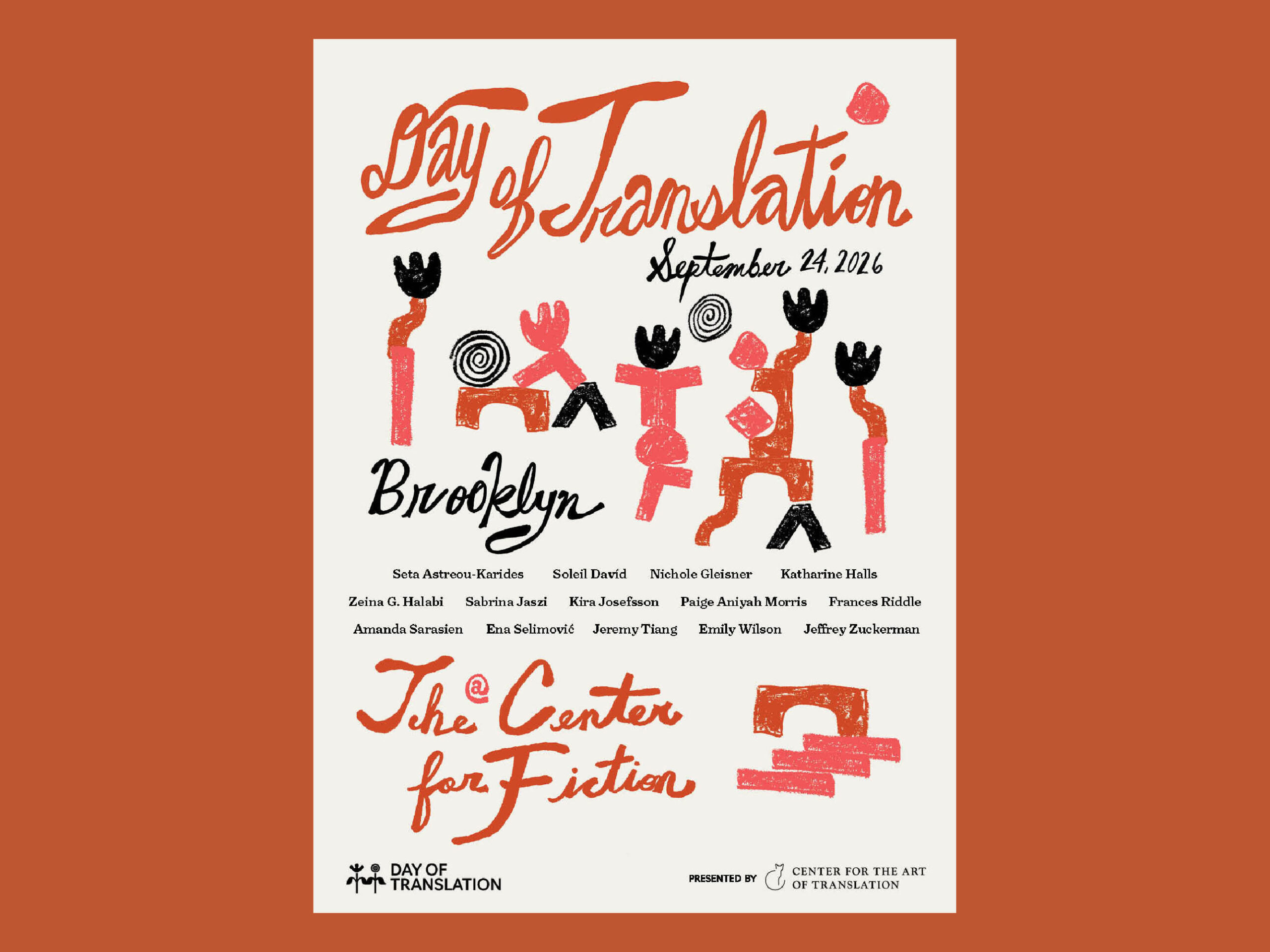 Graphic announcing Day of Translation 2026, Sep 24 at The Center for Fiction, in Brooklyn, NY