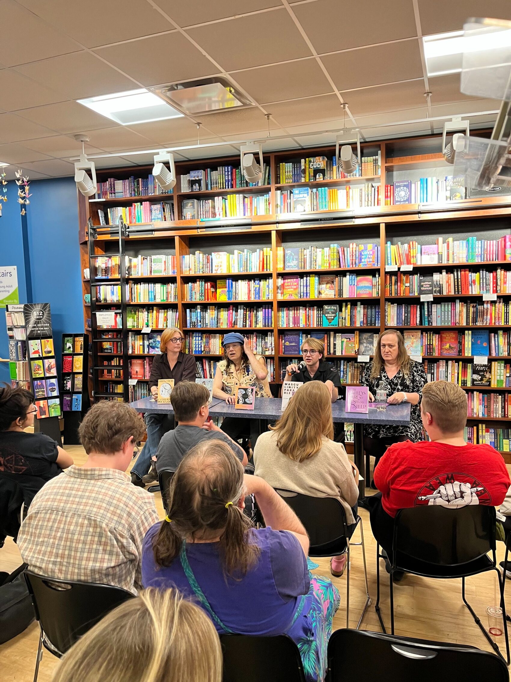 Readers Catherine Rockwood, Stephanie Burt, Myles Taylor, and Trace Peterson